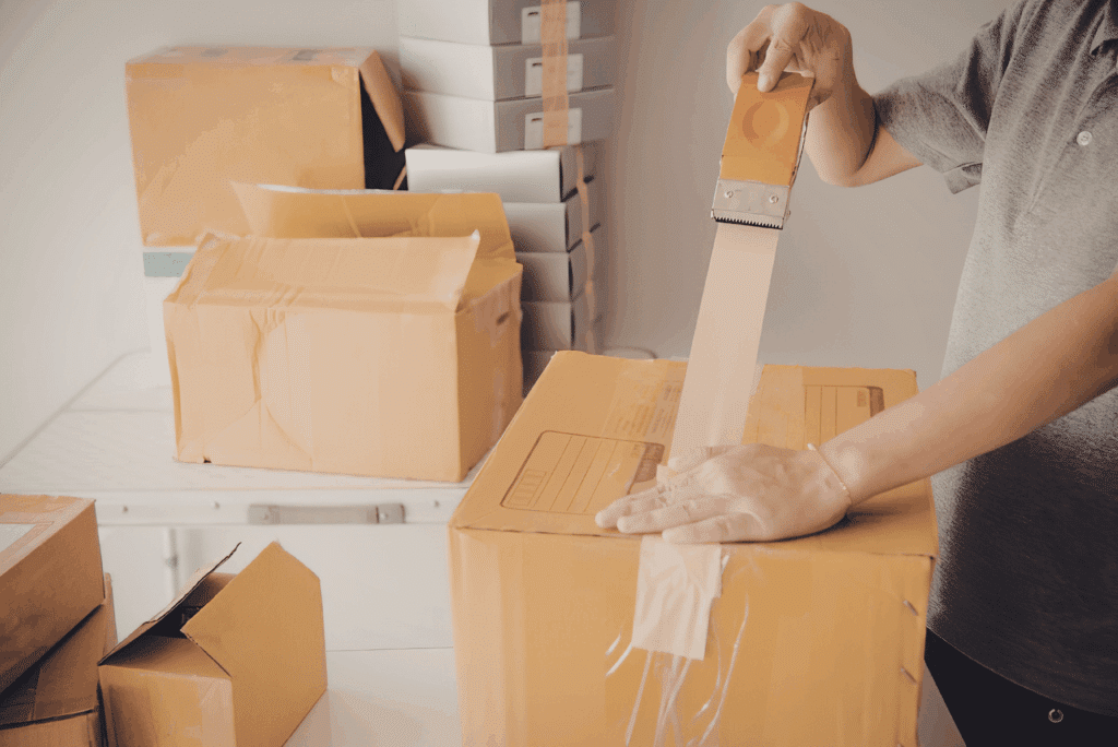 person assisting with packing